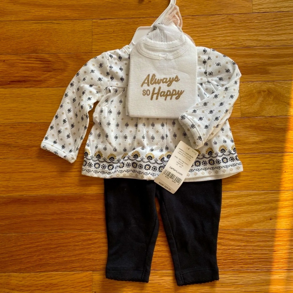 NWT Carter's 3 Piece Cardigan Set Size NB